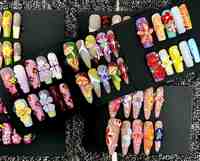Faux ongles réutilisables faits à la main, à pression, forme carrée, motifs aléatoires