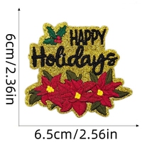 Patchs brodés thermocollants dorés scintillants de Noël en gros : Père Noël, globe de neige, sapin – Appliques festives d'hiver pour les fêtes