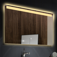 Disesuaikan desain Modern Smart kamar mandi cermin LED Bluetooth jam Digital Sensor Switch Makeup Salon Hotel ruang tamu