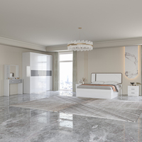 Offre Spéciale : Ensemble de Chambre King Size avec Armoire à Portes Coulissantes en Bois, Coiffeuse et Lit de Rangement