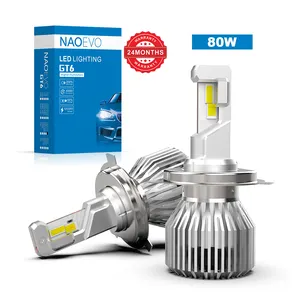 NAO Super High Bright GT6 80W 24V Car Light Bulb H7 Led Canbus 12V Headlamp Accessories Faro Bombillos H11 Auto Headlight H4 Led