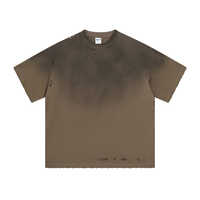 T-shirts oversize 250 GSM streetwear délavés à l'acide, avec logo personnalisé, effet vieilli, en coton à manches courtes, imprimés, pour hommes