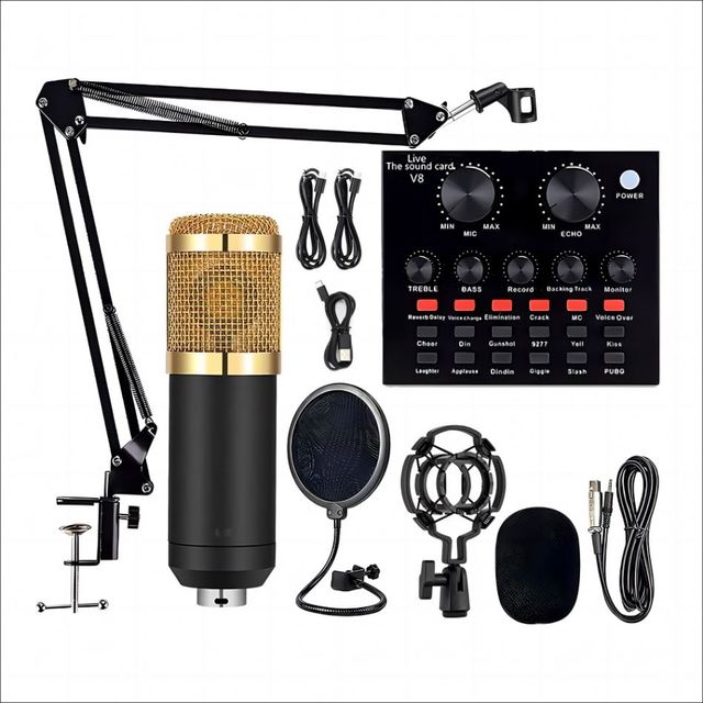 Plastic Bm 800 Microphone Studio Condenser Set With V8 Made in China Condenser Microphone Set