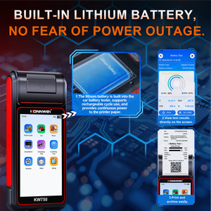 เครื่องทดสอบระบบแบตเตอรี่รถยนต์ KONNWEI DIY รุ่น KW750 หน้าจอสัมผัส 5.5 นิ้ว รองรับแรงดันไฟฟ้า 6/12/24V 10-2000CCA 5-220AH พร้อมเครื่องพิมพ์และกล่องเครื่องมือ - Product Image 3