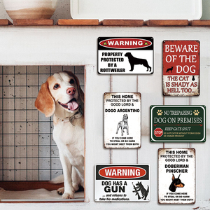 Plaque en métal amusante avec avertissement de protection contre les chiens, interdiction d'entrer, chien de garde Rottweiler, humour, décoration murale pour <span class=keywords><strong>garage</strong></span>, cour, cadeau pour homme - Product Image 2