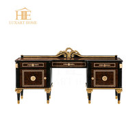 Juego de muebles de dormitorio de tela azul de madera maciza de Alexander English Villa Hotel de madera maciza muebles de habitación de cama completa de lujo