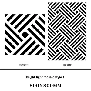 Simple Glossy Black and <strong>White</strong> Ceramic <strong>Mosaic</strong> <strong>Tiles</strong> 800X800 for Hair Salon KTV Hotel Lobby Floor - Product Image 6