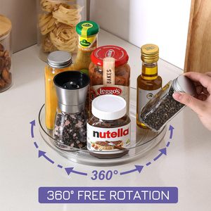 360 in acrilico trasparente rotante Spice Organizer Lazy Susan contenitore condimenti condimenti organizzare <span class=keywords><strong>per</strong></span> armadio da cucina - Product Image 5
