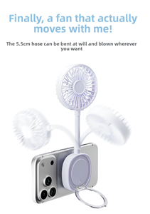 Ventilateur de refroidissement magnétique portable pour téléphone portable avec support anneau, flexible et compact, idéal pour l'été en extérieur - Product Image 5