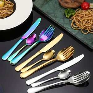 Wholesale High Quality <b>Mirror</b> Gold Cutlery Set Stainless Steel 24pcs Knife Spoon Fork Set Wedding Flatware Gift for Sale - Product Image 6