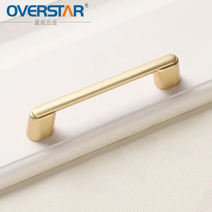 Poignée de meuble moderne en alliage de zinc doré brossé 128 mm, poignée de tiroir solide, accessoires de quincaillerie pour armoire, commode et porte - Product Image 1