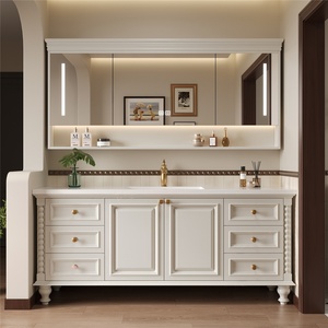 Mueble de Baño Independiente con Lavabo Integrado de Cerámica con Aspecto de Piedra de Roble Americano, Espejo con Iluminación Inteligente - Product Image 3