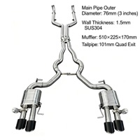 Échappement en acier inoxydable DZ E60 M5 pour M5 E60/E61 5.0L V10, finition polie miroir, avec tuyau intermédiaire, système Valvetronic et embouts d'échappement