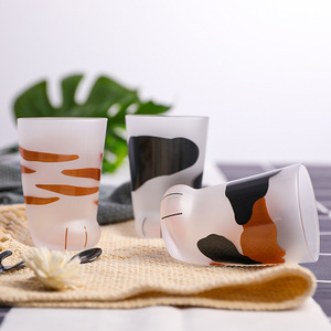 Caneca de Vidro Fosco com Design de Pata de Gato 300ml - Linda Caneca de Leite para Café da Manhã com Tema de Amantes de Animais - Product Image 1