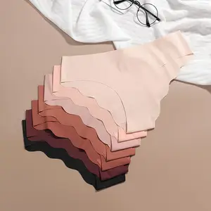 Bragas de seda de hielo con logotipo personalizado para mujer, ropa interior sin costuras de una pieza