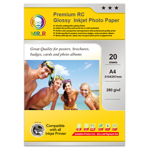 MR.R Reçine Kaplı RC Saten Parlaklıkta Mürekkep Püskürtmeli Fotoğraf Kağıdı 100 yaprak 260gsm 3R 4R <span class=keywords><strong>5R</strong></span> - Product Image 1
