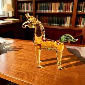 Figura de Caballo de Vidrio Soplado a Mano con Cola Verde de 2.95 Pulgadas, Escultura de Animal, Adorno Decorativo para el Hogar - Product Image 2