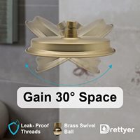 Kit de barre de douche coulissante en laiton Drettyer avec pommeau de douche rond vintage cascade de 9 pouces à fixation murale, incluant poignée et bras de douche