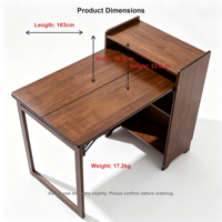 Bureau d'écriture pliable peu encombrant avec étagère latérale, table d'étude robuste en bois pour dortoir, chambre à coucher, salon