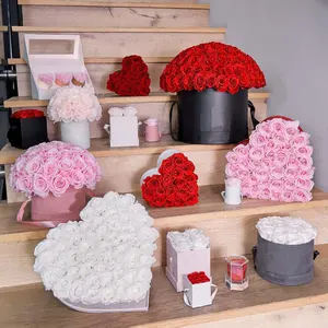 Preserved Flowers Factory Wholesale Valentines Mothers Day Gifts Real Forever Everlasting Preserved Roses Box Flower In Luxury Custom Boxes