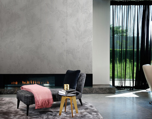 Mural de Pared Personalizado al por Mayor con Hojas de Helecho Tropicales en Rosa y Marrón Suave, Decoración Botánica para Dormitorio Principal y Suites de Hotel - Product Image 3