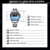 Anpassbare Edelstahl 40mm Wasserdichte Mechanische Uhr 904L Montiertes NH35 Automatikwerk