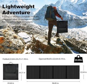 Panel Solar Portátil Plegable de 200W 12V IP65 Impermeable con Soporte Ajustable para Estación de Energía, RV, Camping, Viajes, Uso Fuera de la Red - Product Image 2