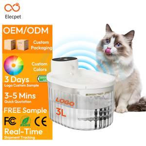 Fontaine à eau sans fil pour animaux Elecpet 3L avec 120 °   Fontaine à eau pour animaux de compagnie avec réservoir transparent, batterie 3600 mAh et radar de détection OEM - Product Image 1