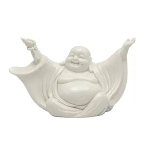 Cheering Happy Buddha Ceramic Statue