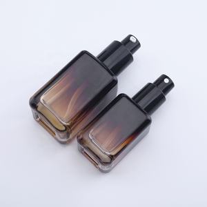 Colore sfumato marrone 30ml 50ml flacone rettangolare per lozione cosmetica flacone in vetro per profumo con pompa a pressione da 1oz - Product Image 5