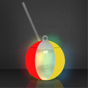 IShine Custom Icy Wine Beautiful Outdoor Daily Light Up Disco Gafas Reutilizables Party 17OZ LED Beach Ball Cup con pajita - Product Image 1