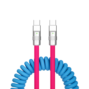 Câble de données USB-C vers Type C tressé TPE 60W 6A à charge rapide pour téléphones, USB-C spiralé pour téléphones - Boîte de conducteurs en cuivre pur - Product Image 3