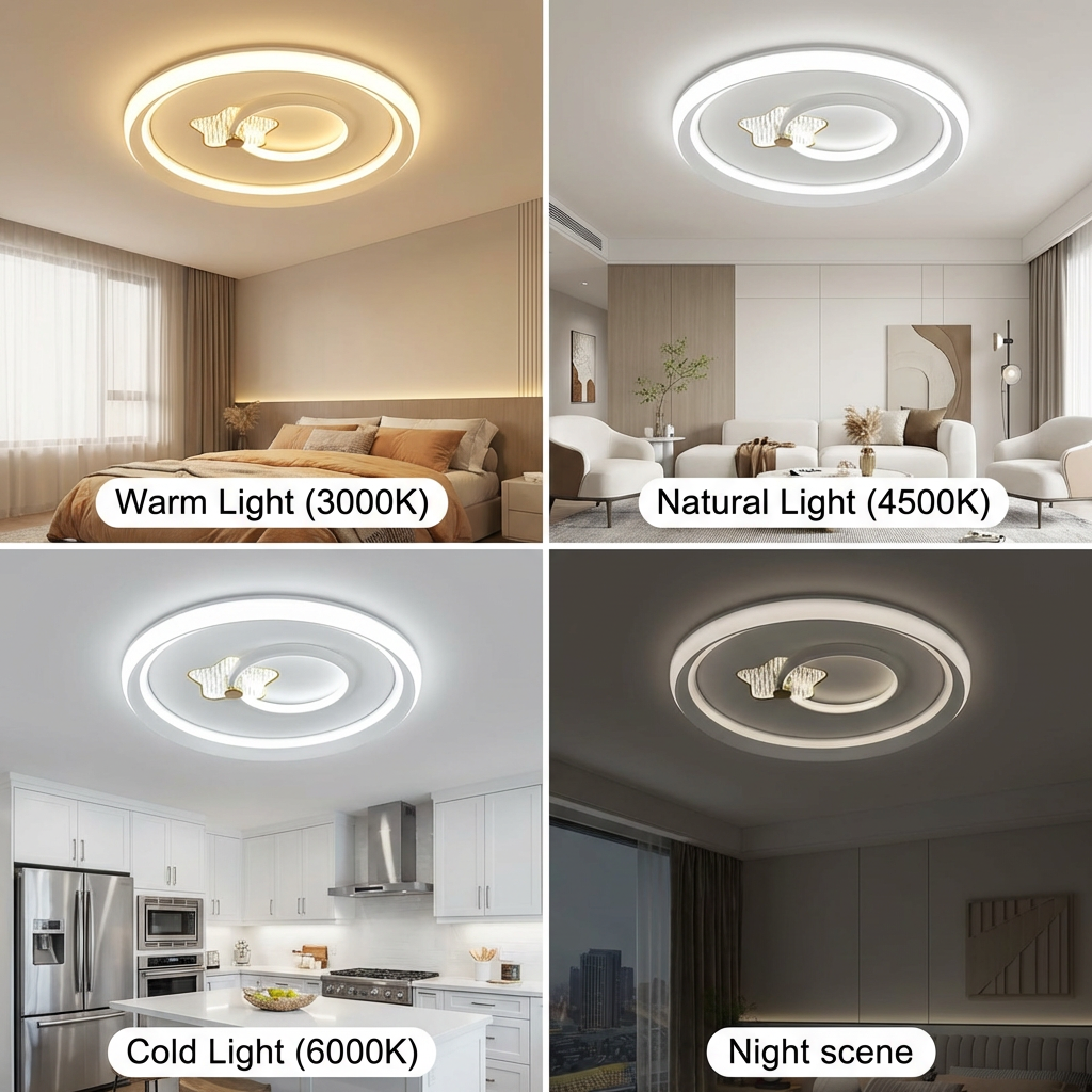 Premium Smart LED Ceiling Light Dimmable Round Flush Mount Fixture Energy Saving Interior Lamp for Contemporary Home Project