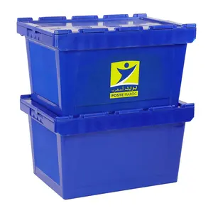 Heavy Duty Plastic Nestable Moving Crates Stackable Turnover Storage Box With Lid