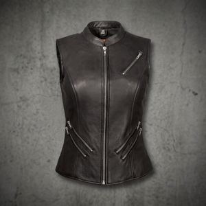 Nouveaux gilets de moto longs en cuir véritable imperméables pour femmes avec boutons, design personnalisé, vêtements d'extérieur - Product Image 3