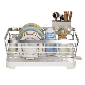 Stainless Steel Dish Rack L Size With Tray Quick Dry Countertop Kitchen Draining <b>Basket</b> Square Shape - Product Image 5