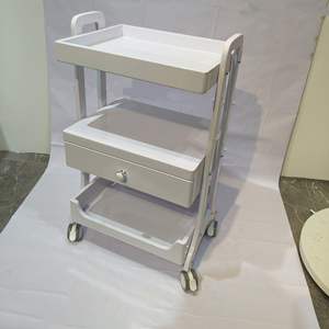 Chariot de rangement moderne blanc à 4 roues pour salons de beauté, salons de coiffure, bureaux à domicile et usage extérieur - Product Image 5