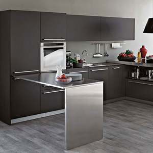 Armoires de cuisine modernes en laque noire mate, design en bois, designs de cuisine modernes - Product Image 1