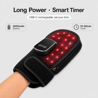 Gants de luminothérapie EYCO à double puce, lumière rouge 660nm 850nm, néoprène, minuterie automatique, angle réglable, recharge sans fil, portables