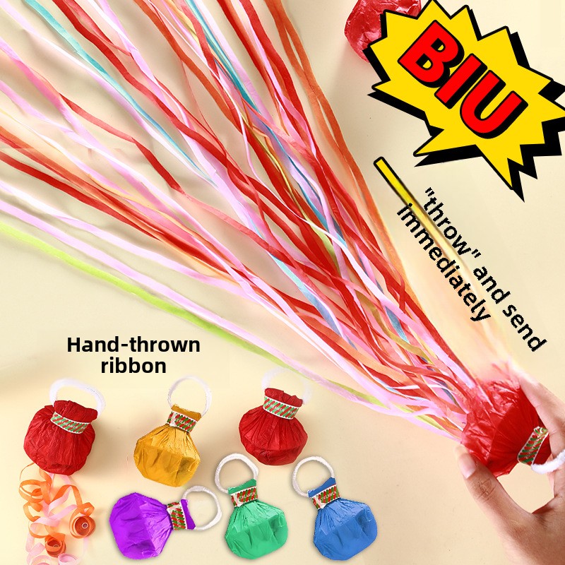 Hand-Thrown Ribbons & Fireworks Bracelets Weddings Free Scanning Color Strips Spider Latte Art Paper Birthday Atmosphere Props