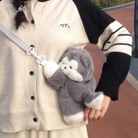 Mignon Husky Puppy Cartoon Sac à dos Sac à main Party Furry Crossbody Bag pour filles avec Doll Purses