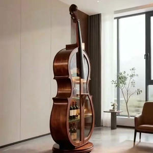 Cello, armoire à vin en bois massif de noyer noir d'Amérique du Nord, style européen et américain, avec <span class=keywords><strong>porte</strong></span> en verre, pour salon - Product Image 4