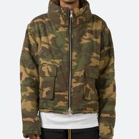 Blouson Bomber Matelassé OEM Designer Jacquard Oversize Homme Printemps Personnalisé Coupe-Vent Camouflage Bulle Zippé