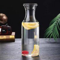 Théière en verre borosilicate avec couvercle à bouton-poussoir, grande capacité, carafe à eau en verre anti-fuite, bouteille en verre