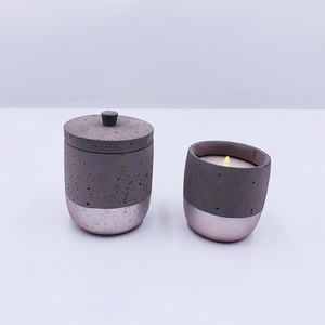 A Matt a casa productos de hormigón de cemento perfumada titular candelabro vela frasco con tapa - Product Image 6