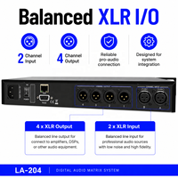 Processeur audio LA204 Pro, équipement audio professionnel 2 entrées 4 sorties, processeur numérique pour la gestion des enceintes