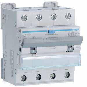 AFX460H Personalizzabile con Hagers RCBO 10000A 4P curva C 10A tipo A 300mA 4M - Product Image 1