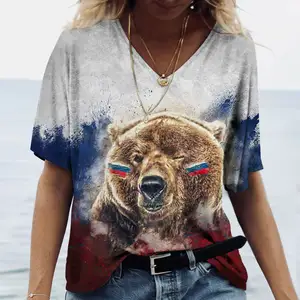 Vintage Ladies T-Shirts Summer Apparel Russia Apparel 3d T Shirts Women's Short Sleeve Tops Loose Casual Streetwear Girls Tees