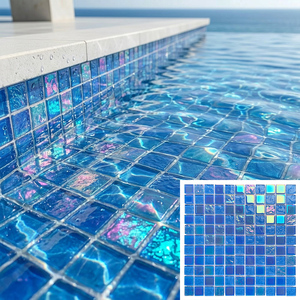 Mosaïque de <span class=keywords><strong>verre</strong></span> irisée bleu aqua pour piscine, carrelage pour ligne d'eau, hôtel, spa, villas de luxe, projets <span class=keywords><strong>sur</strong></span> <span class=keywords><strong>mesure</strong></span> - Product Image 1