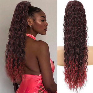 <span class=keywords><strong>Queue</strong></span> <span class=keywords><strong>de</strong></span> <span class=keywords><strong>cheval</strong></span> synthétique à nouer <span class=keywords><strong>de</strong></span> 22 pouces, 150g, longue et bouclée, résistante à la chaleur, fibre capillaire haute température pour femmes européennes - Product Image 5